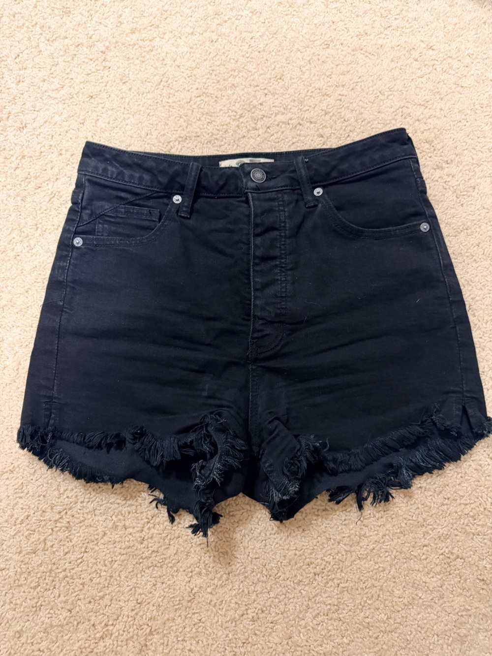 We The Free Black Distressed Denim Shorts